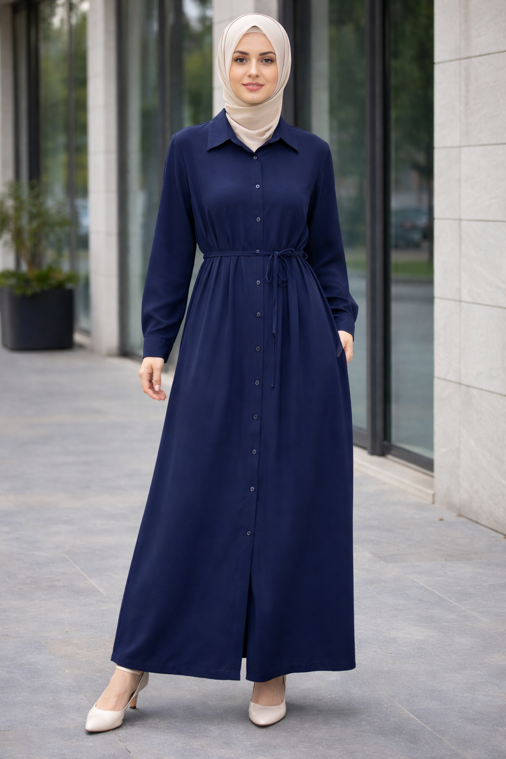 Drawstring shirt dress