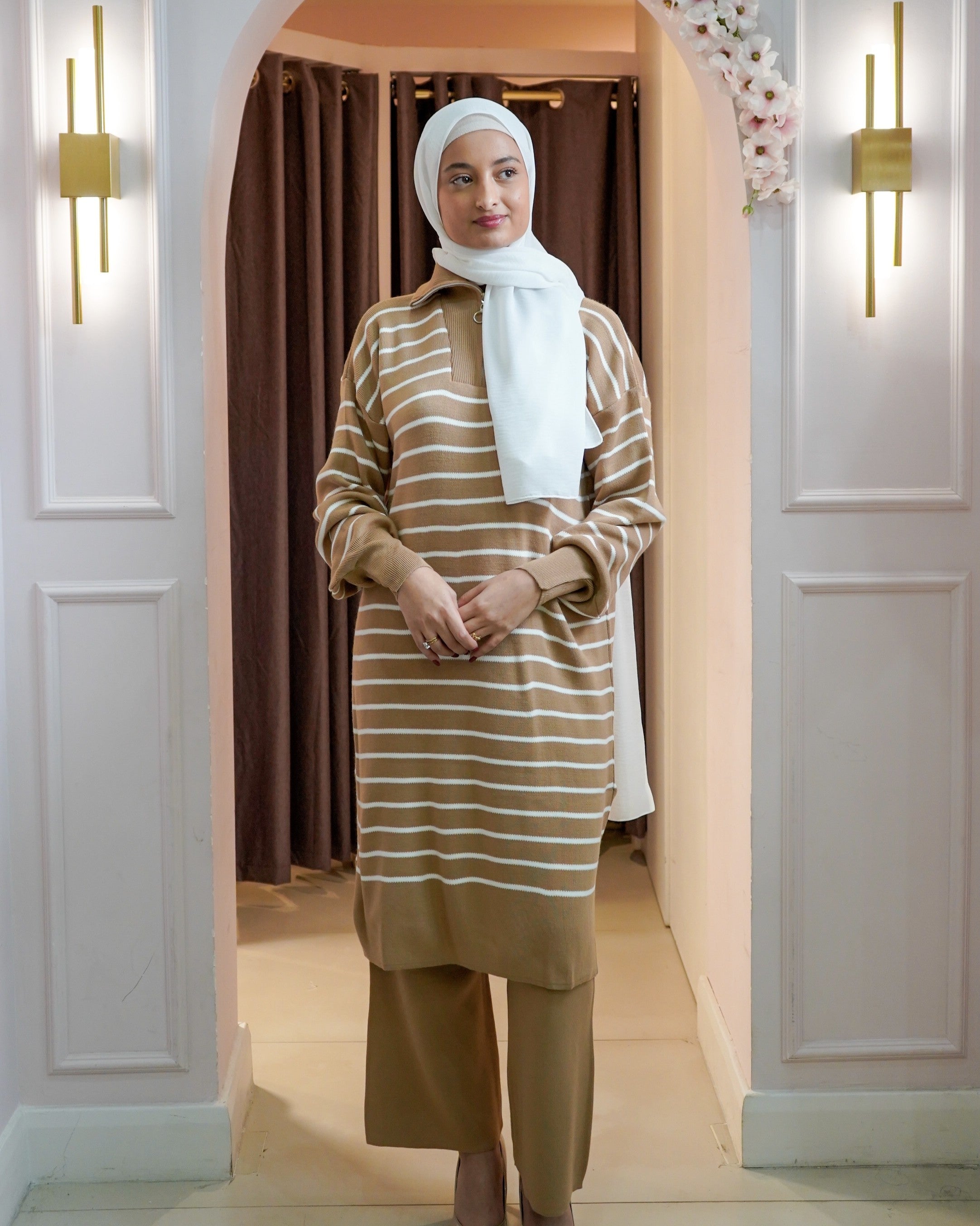 Striped Knit Midi Set
