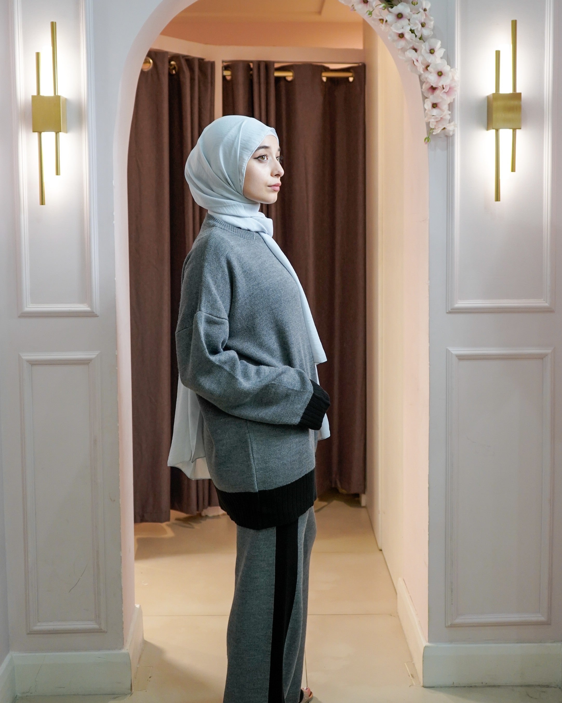 Striped Hem Knit Set