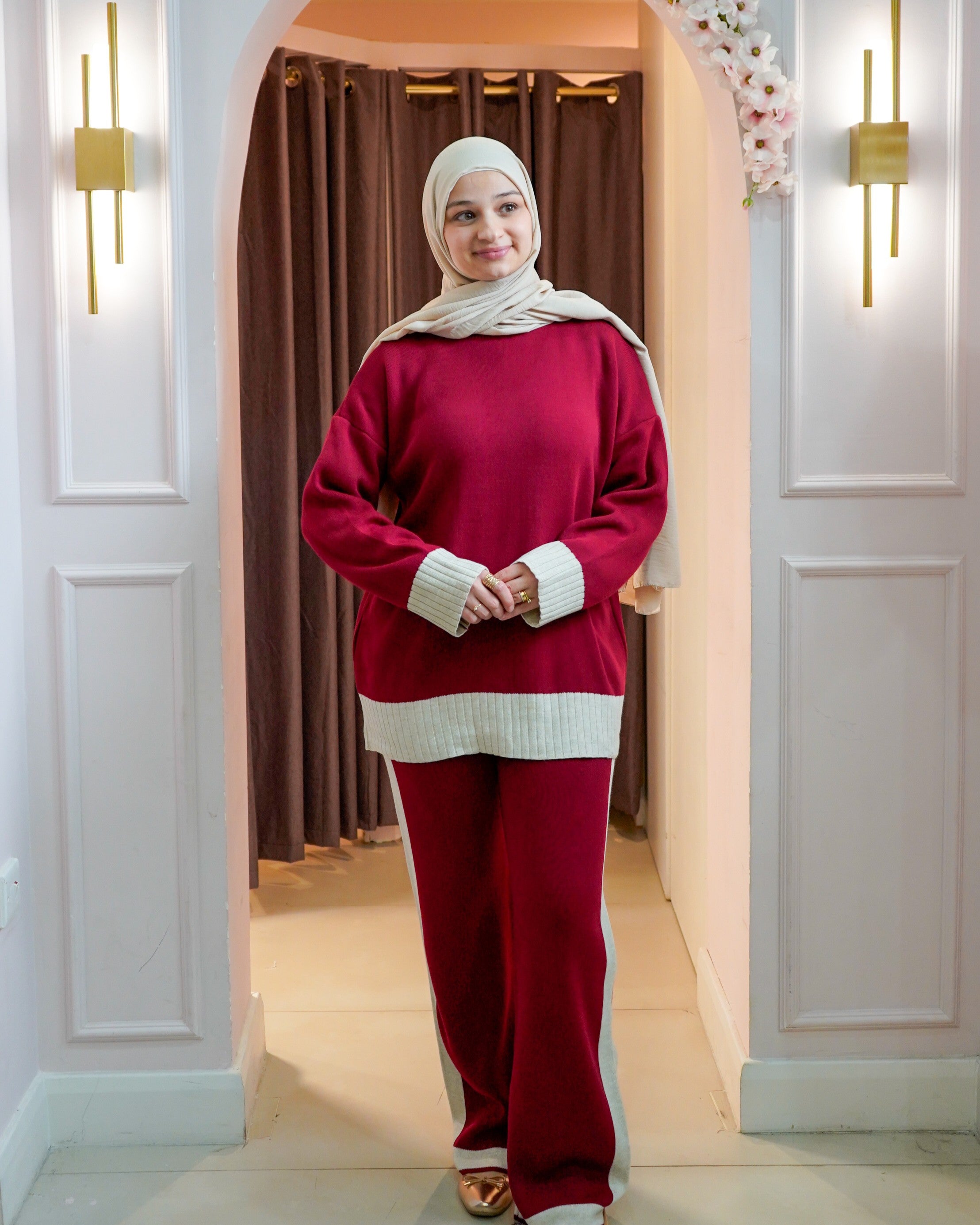 Striped Hem Knit Set