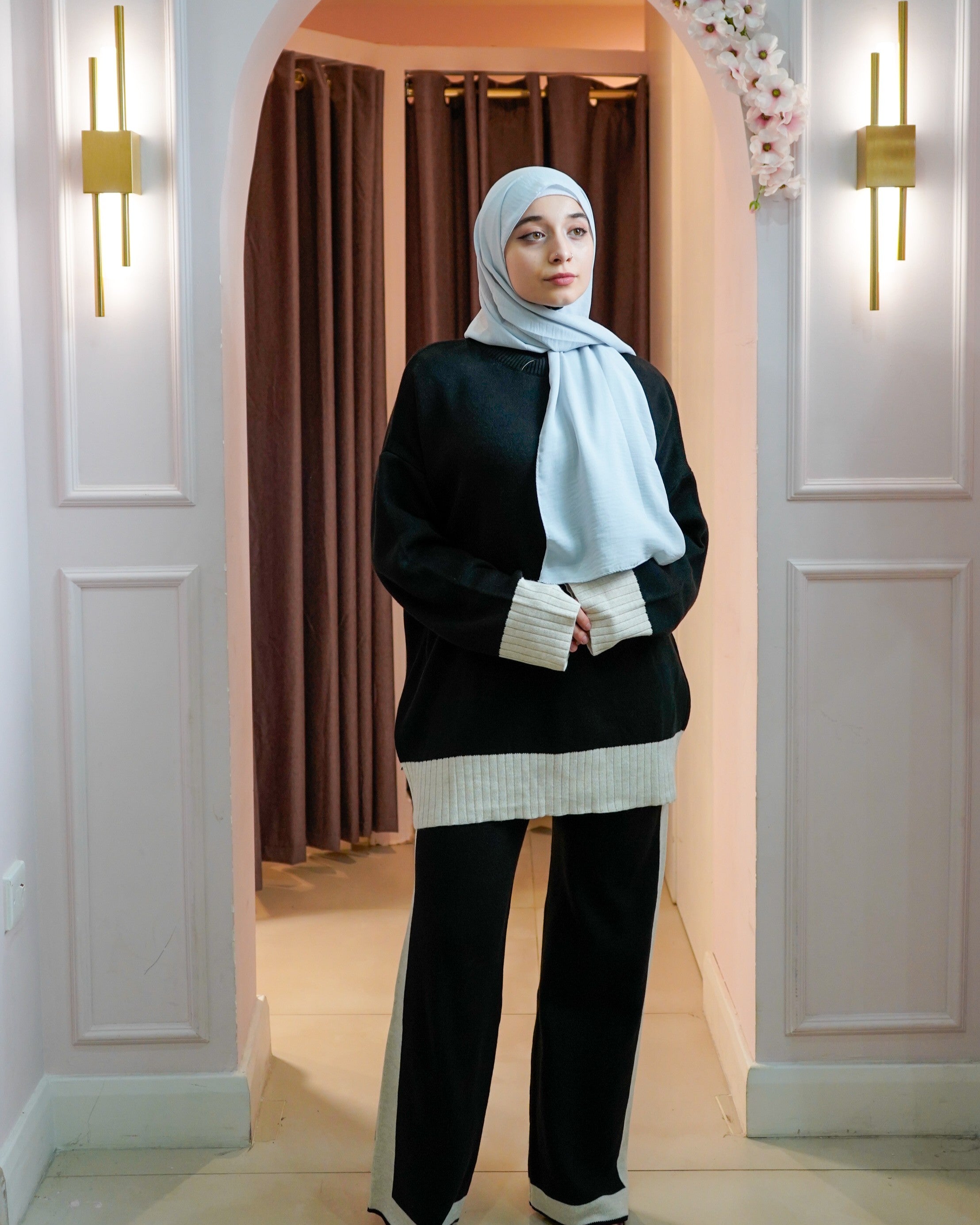 Striped Hem Knit Set