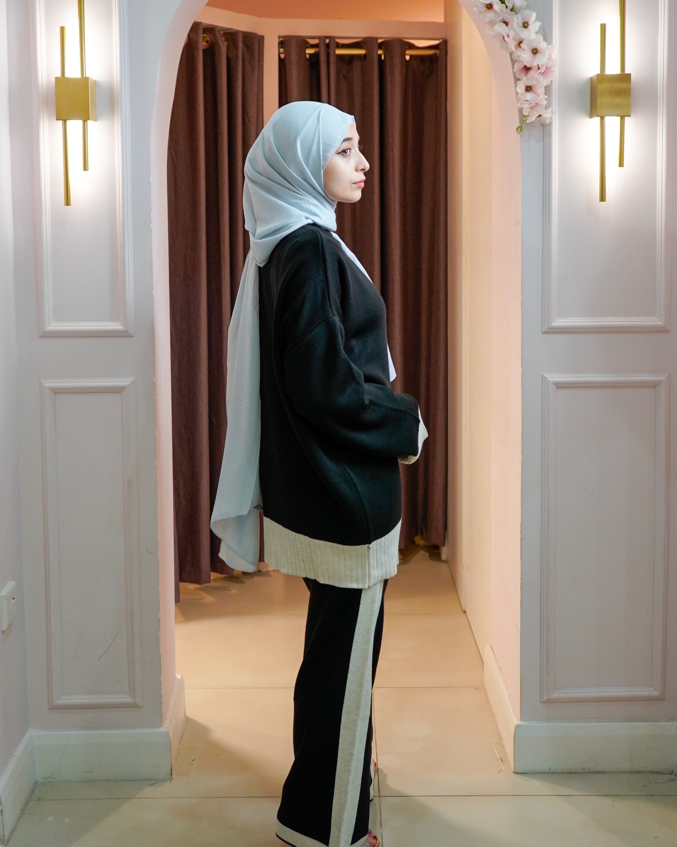 Striped Hem Knit Set