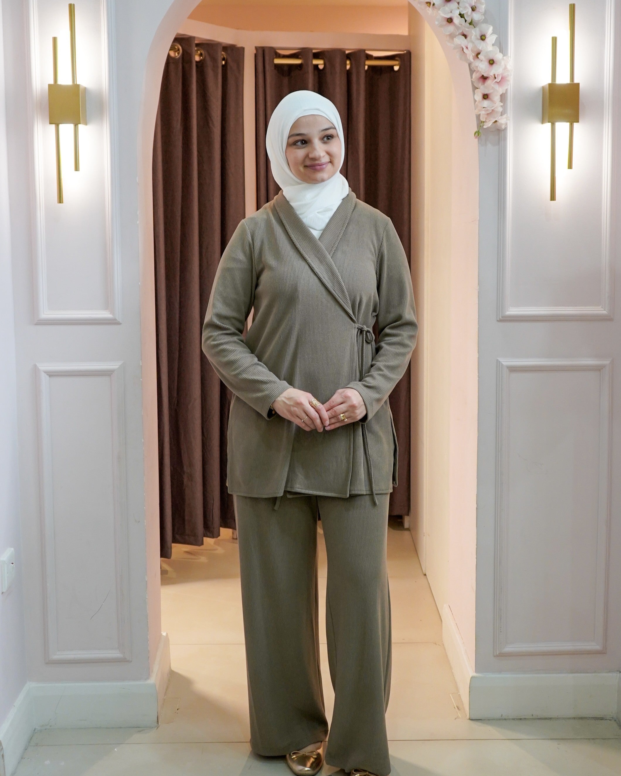 Waist-wrap trouser set