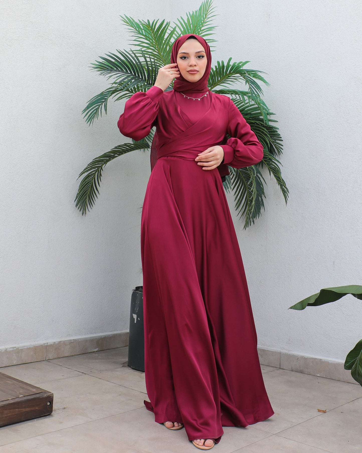 Ameera Satin Wrap Dress