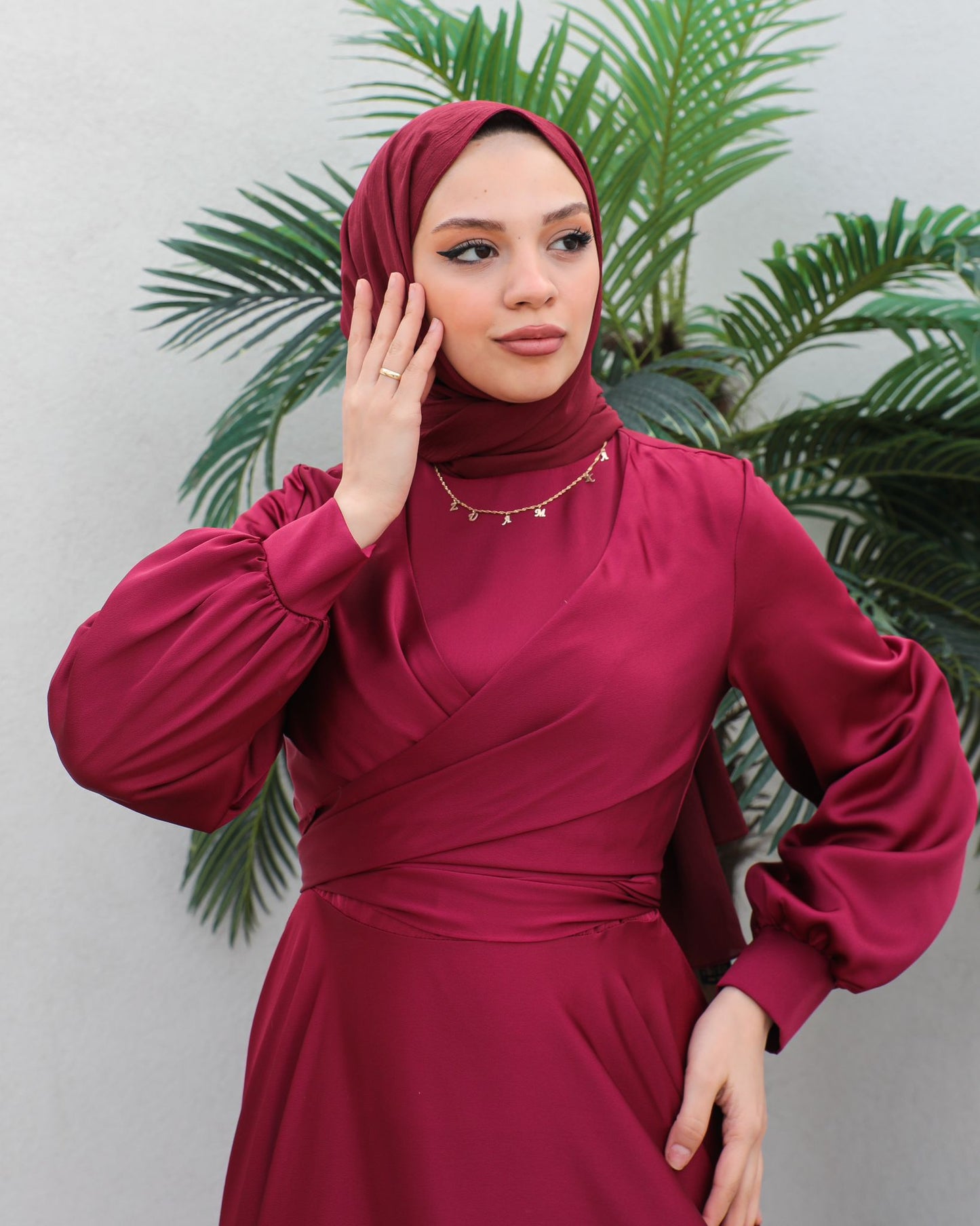 Ameera Satin Wrap Dress