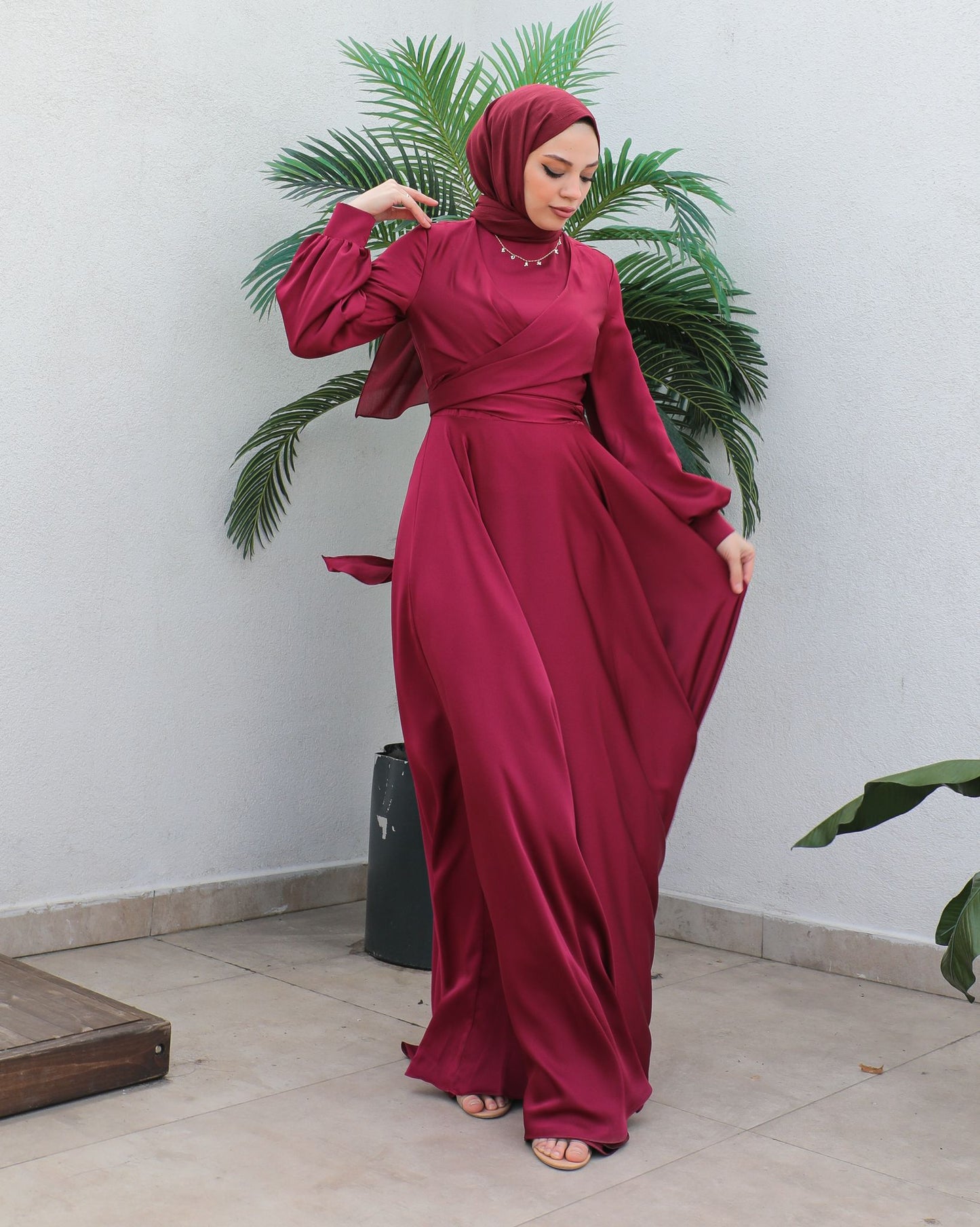Ameera Satin Wrap Dress