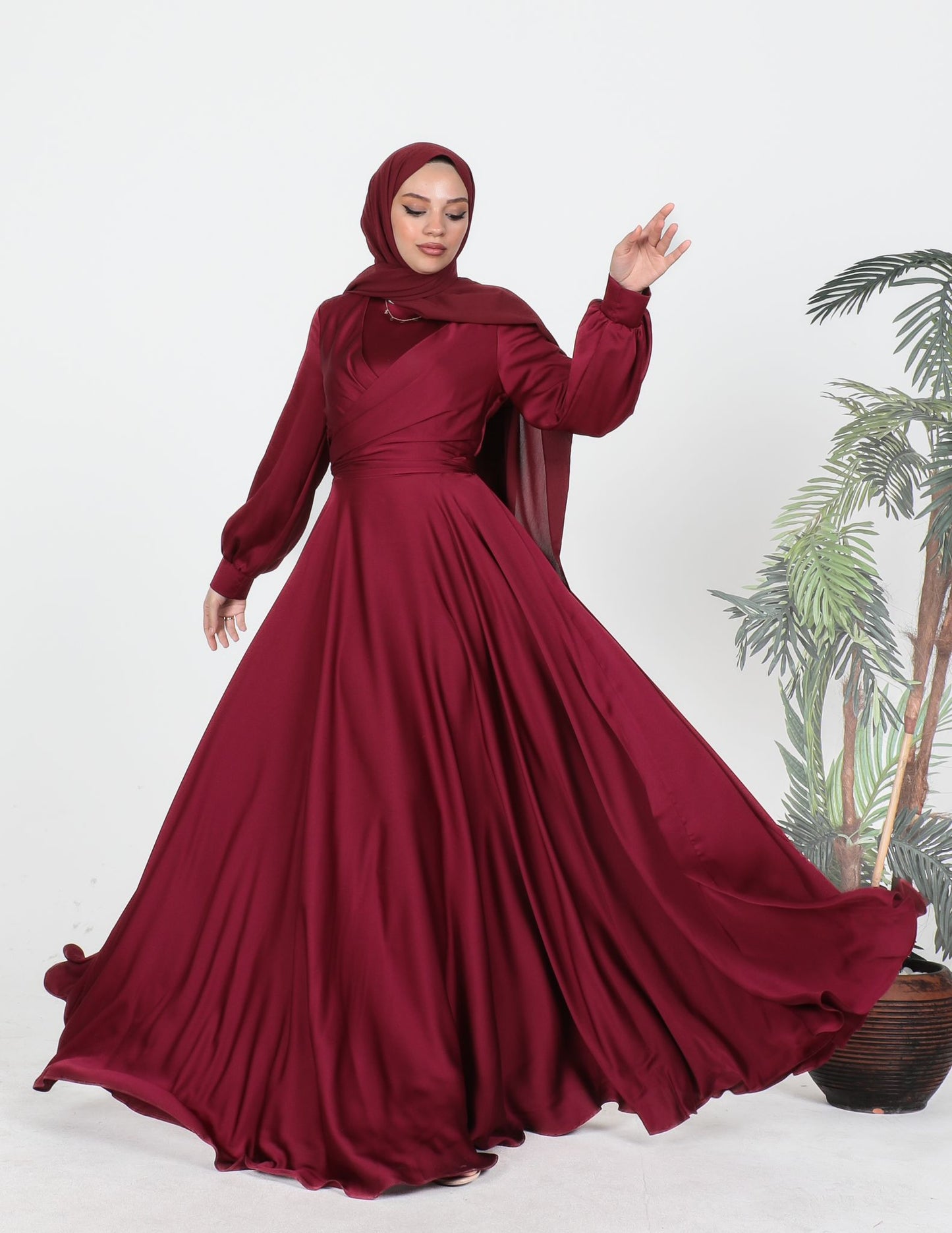 Ameera Satin Wrap Dress