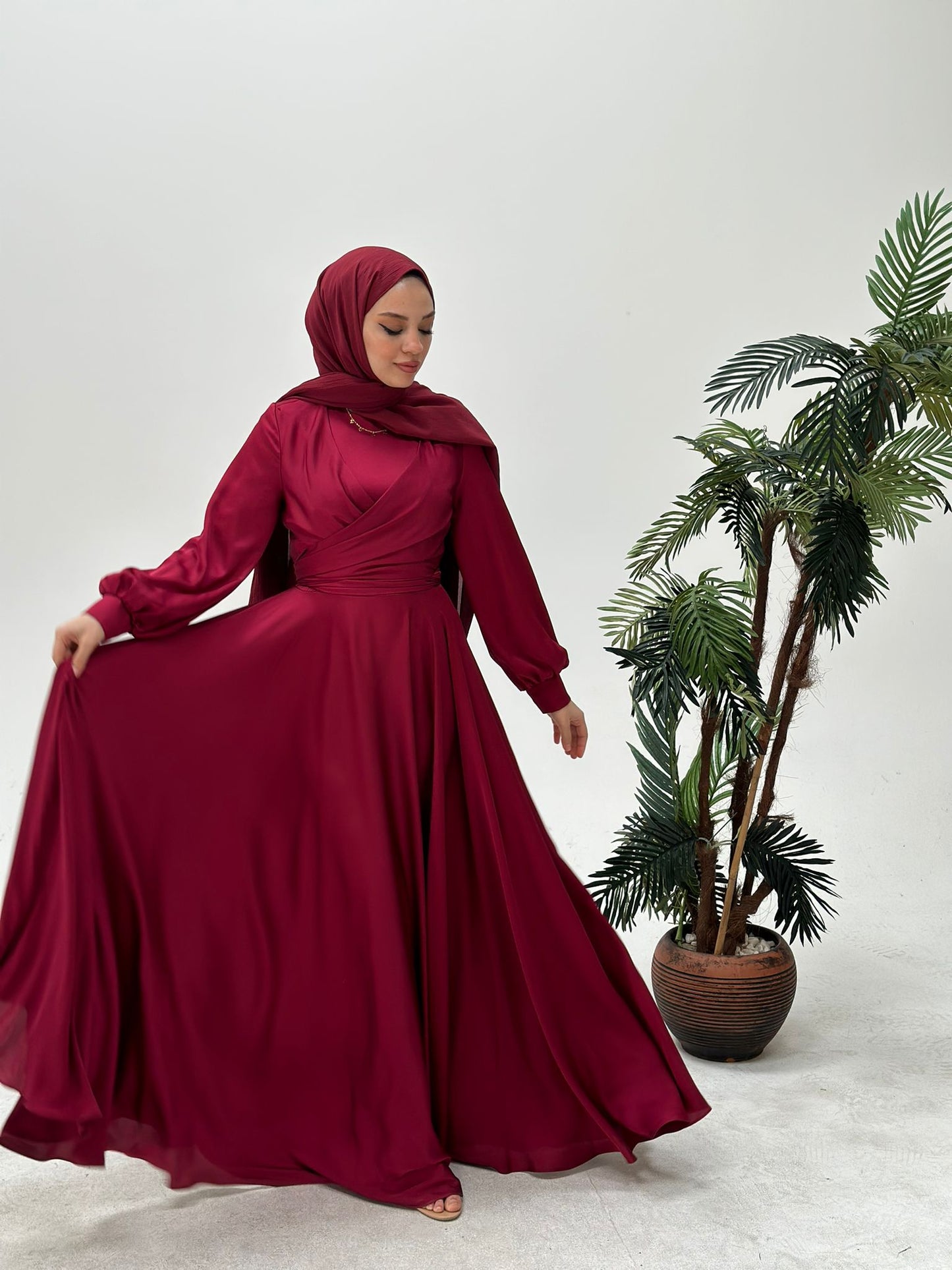 Ameera Satin Wrap Dress