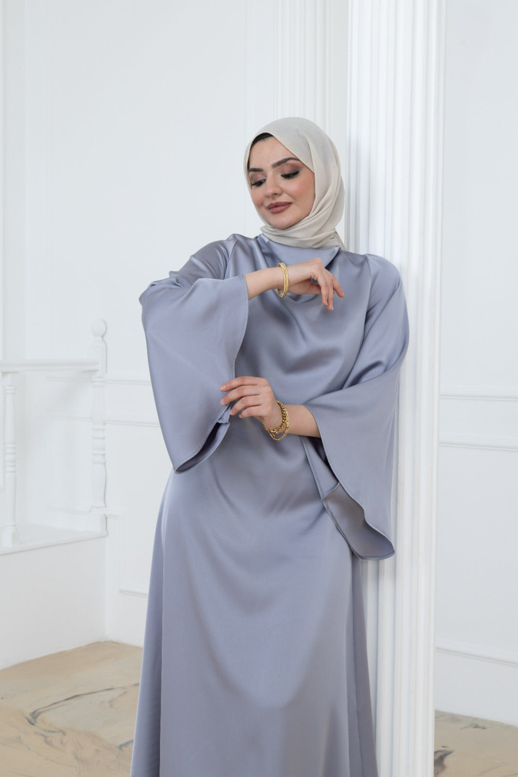 Satin Cowl Neck Dress