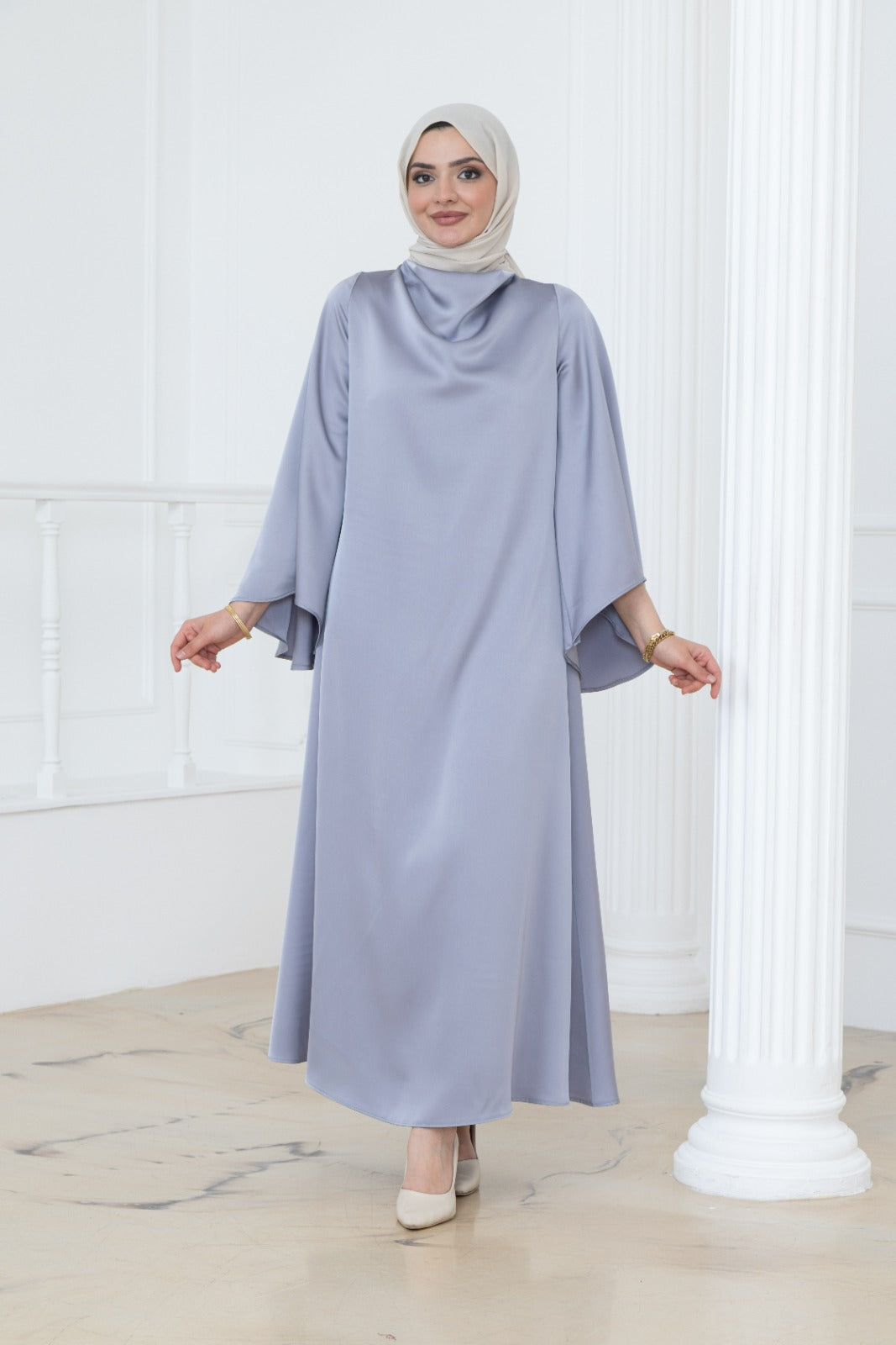 Satin Cowl Neck Dress
