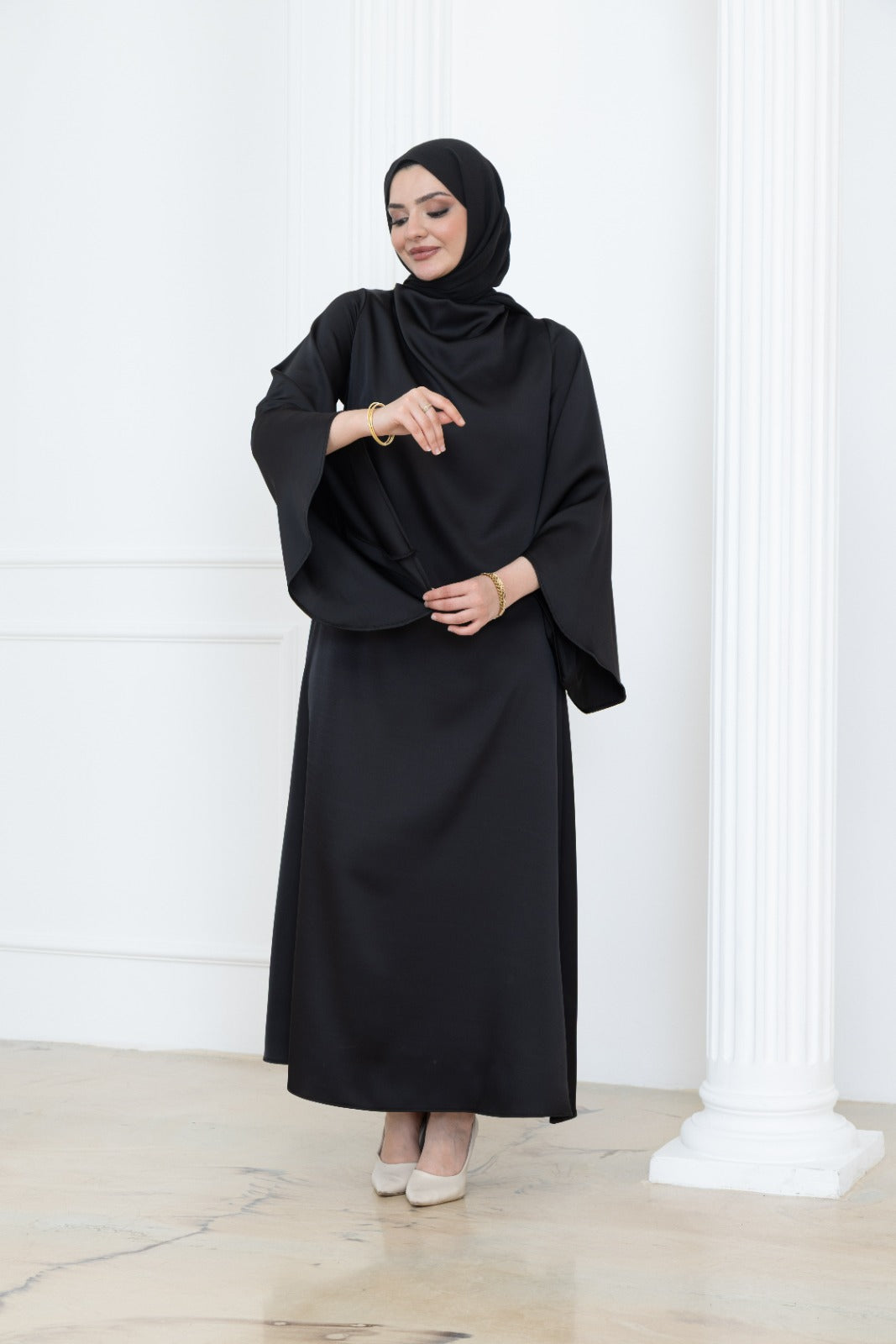 Satin Cowl Neck Dress