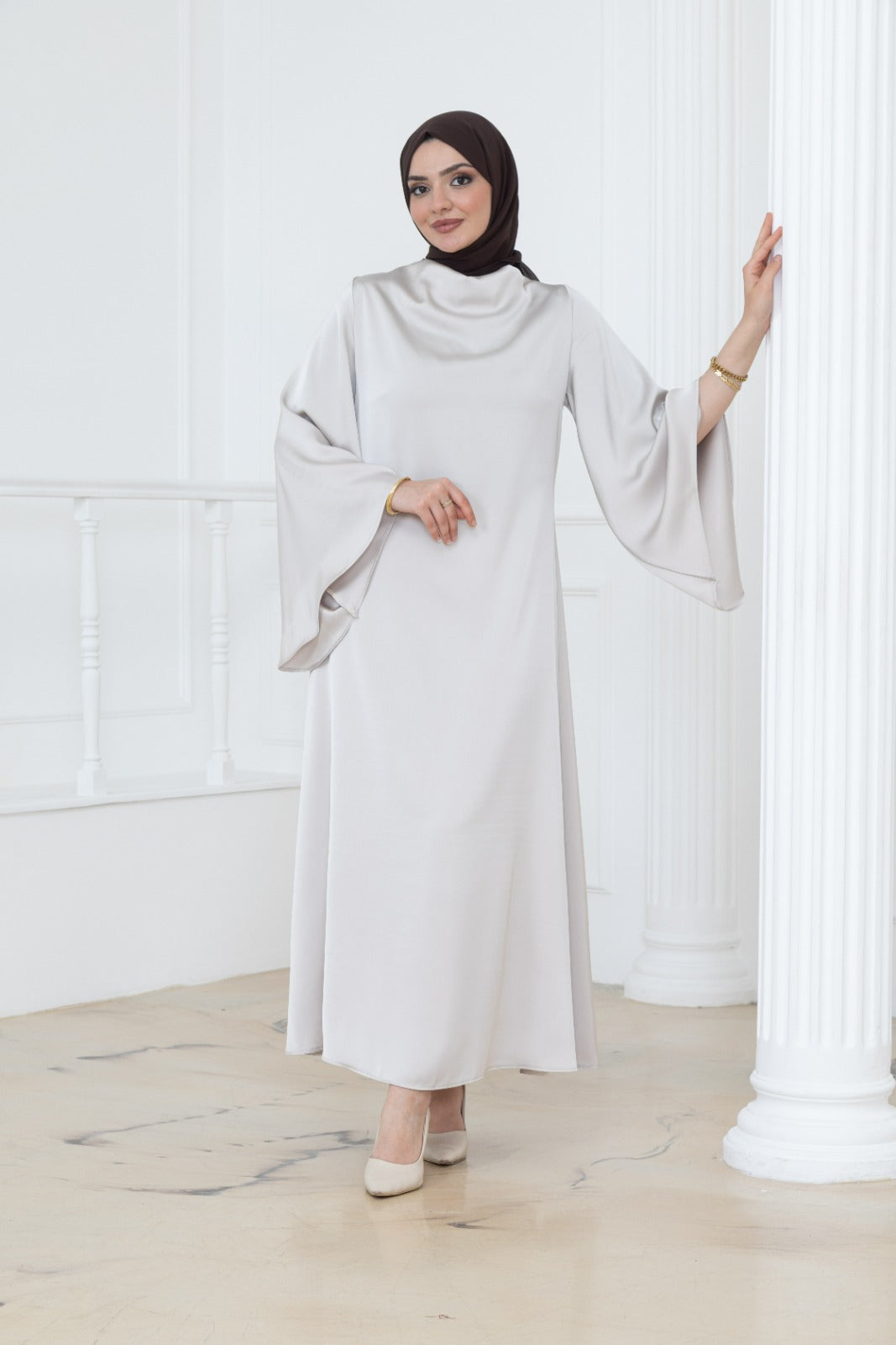Satin Cowl Neck Dress