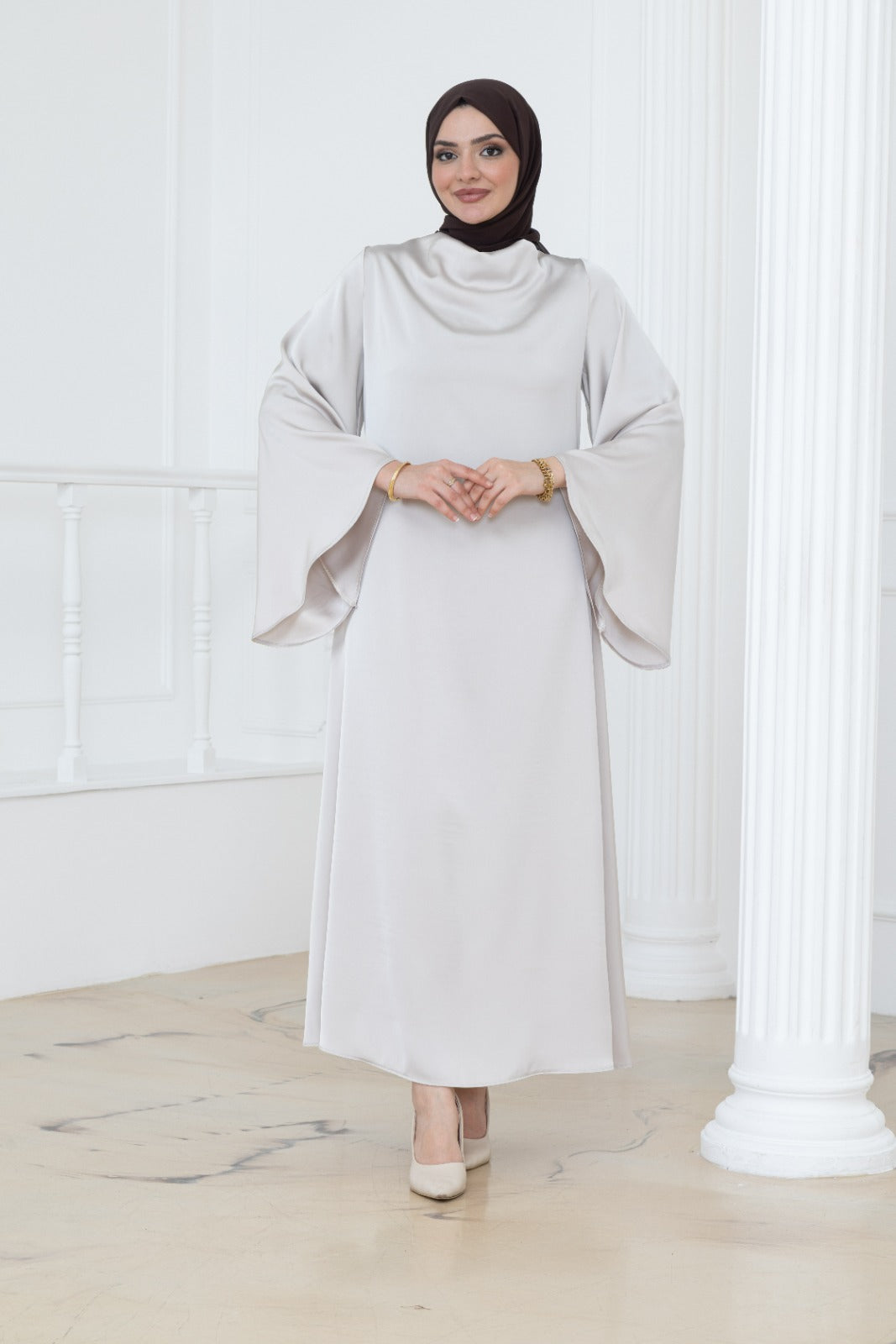 Satin Cowl Neck Dress