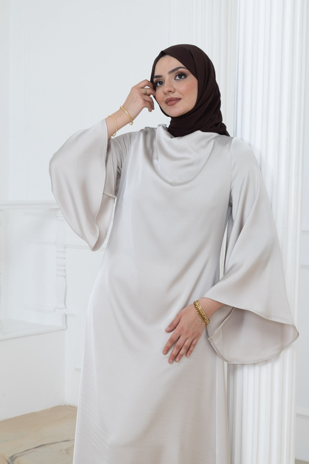 Satin Cowl Neck Dress