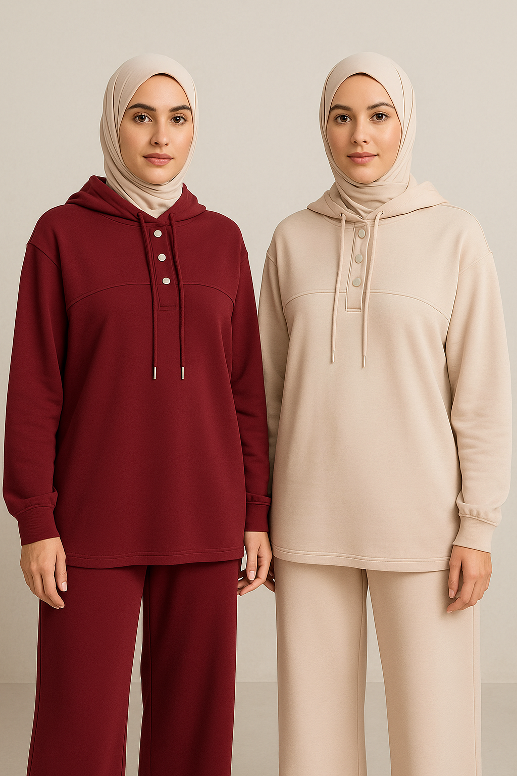 Curved Hem Hooded set