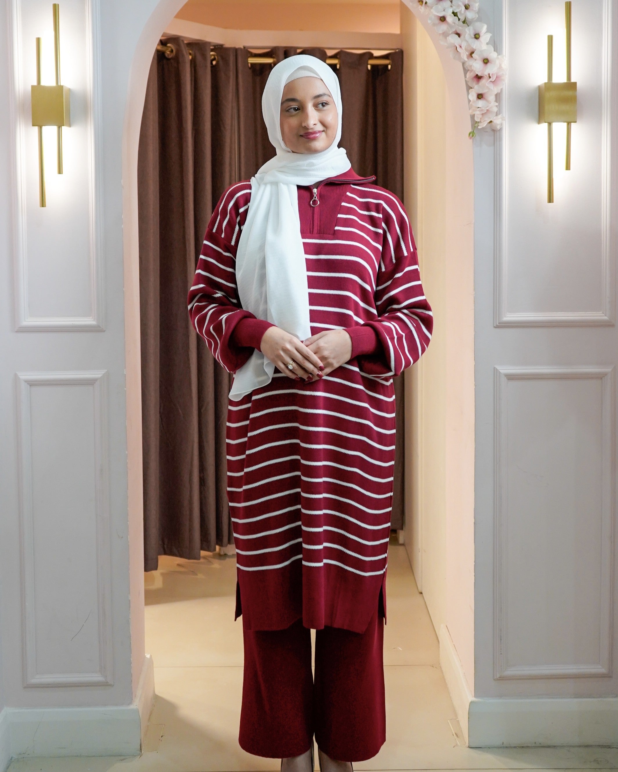 Striped Knit Midi Set