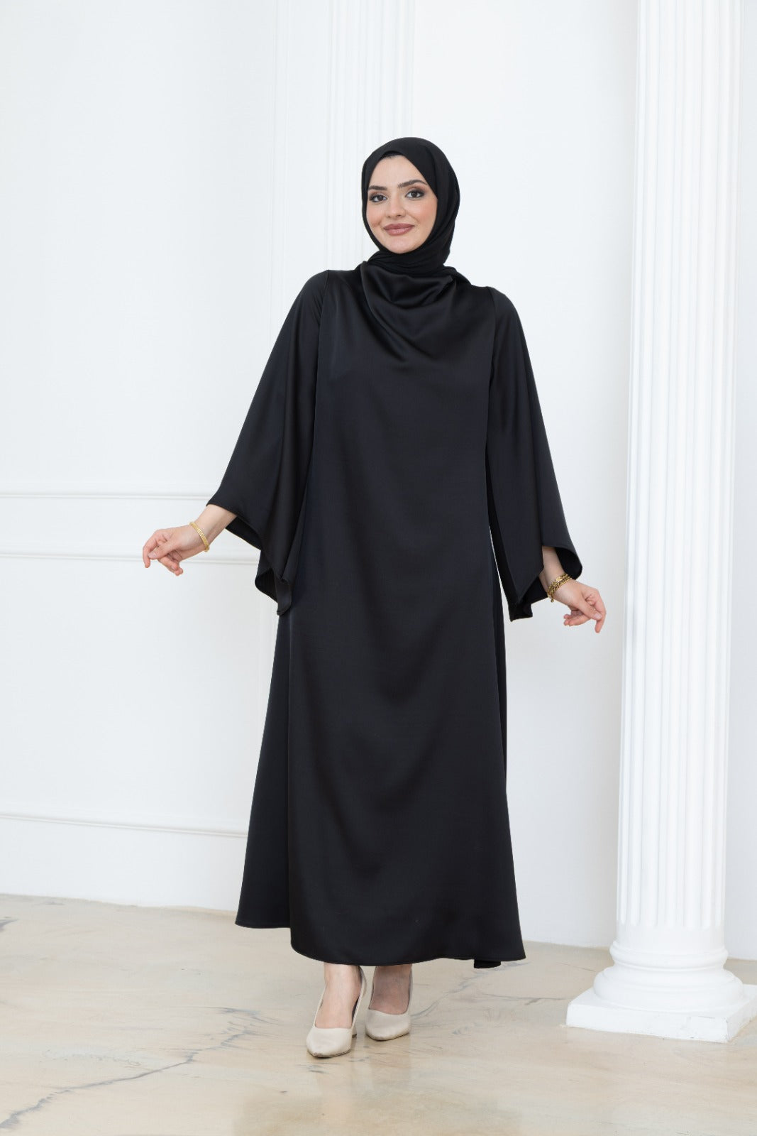Satin Cowl Neck Dress