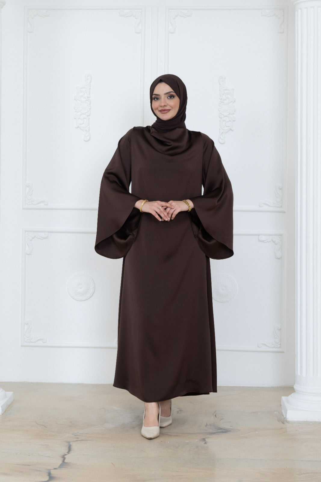 Satin Cowl Neck Dress