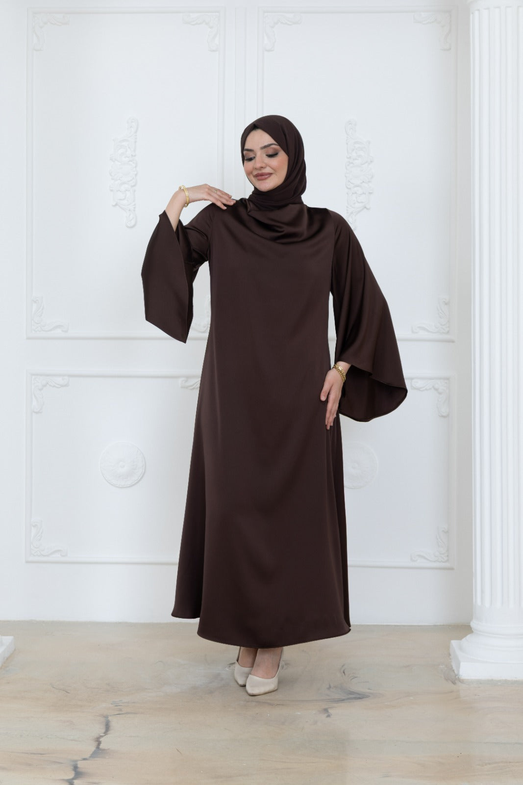 Satin Cowl Neck Dress