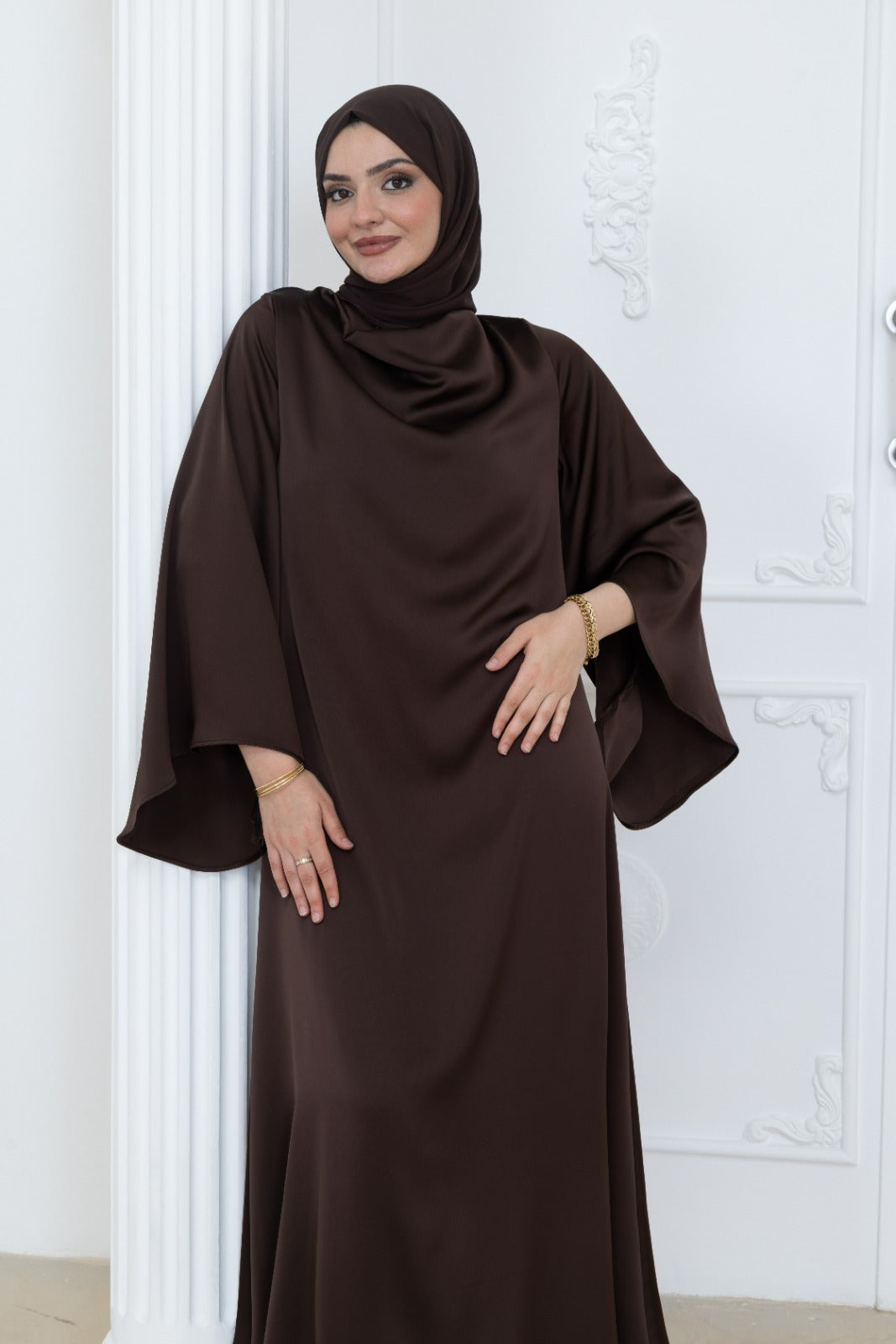 Satin Cowl Neck Dress