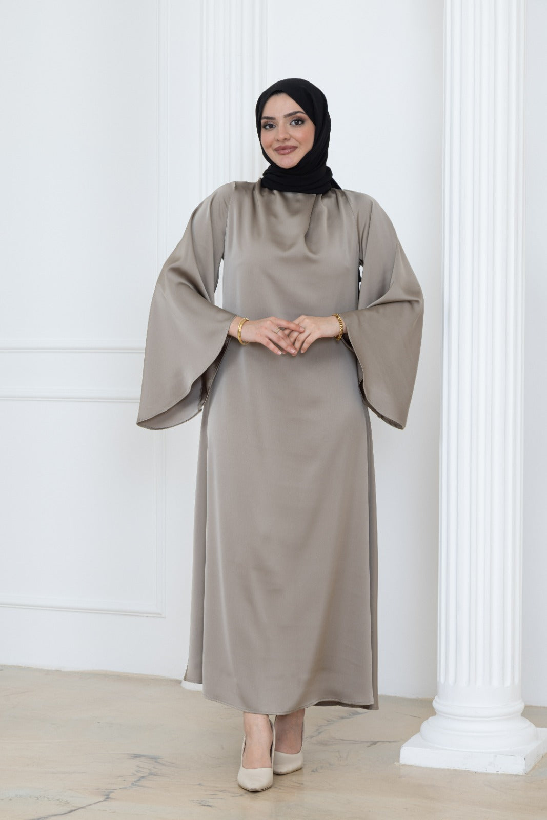 Satin Cowl Neck Dress