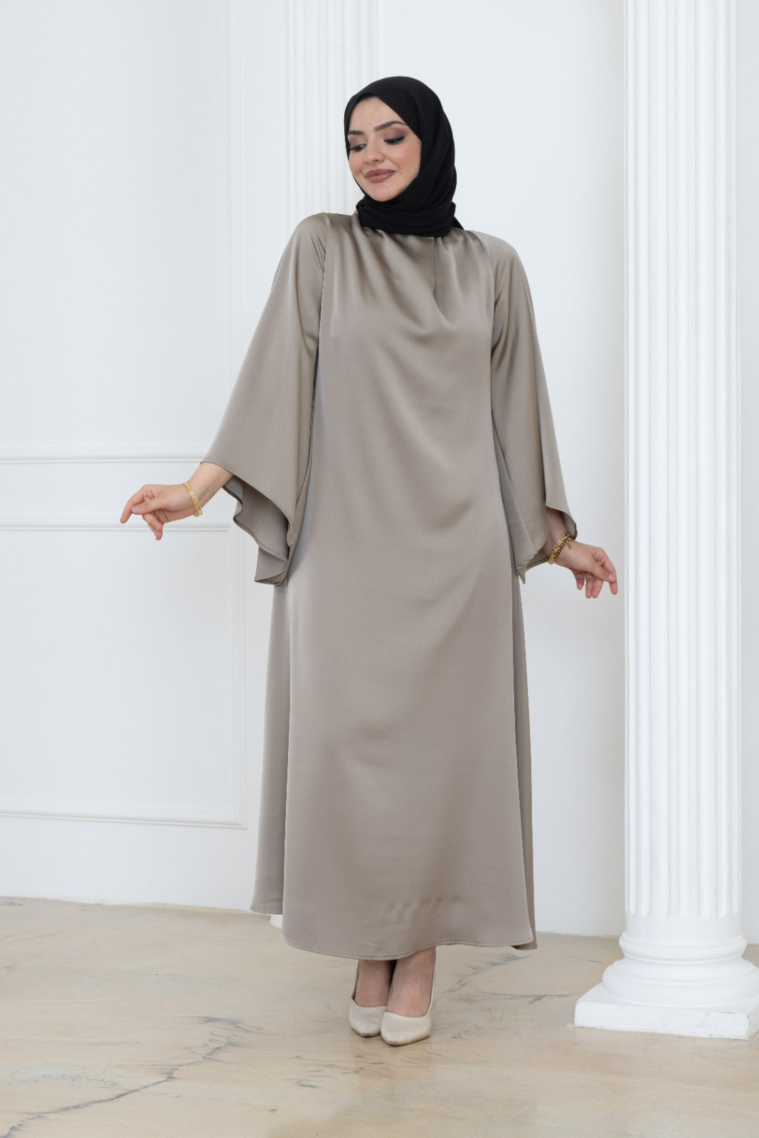 Satin Cowl Neck Dress