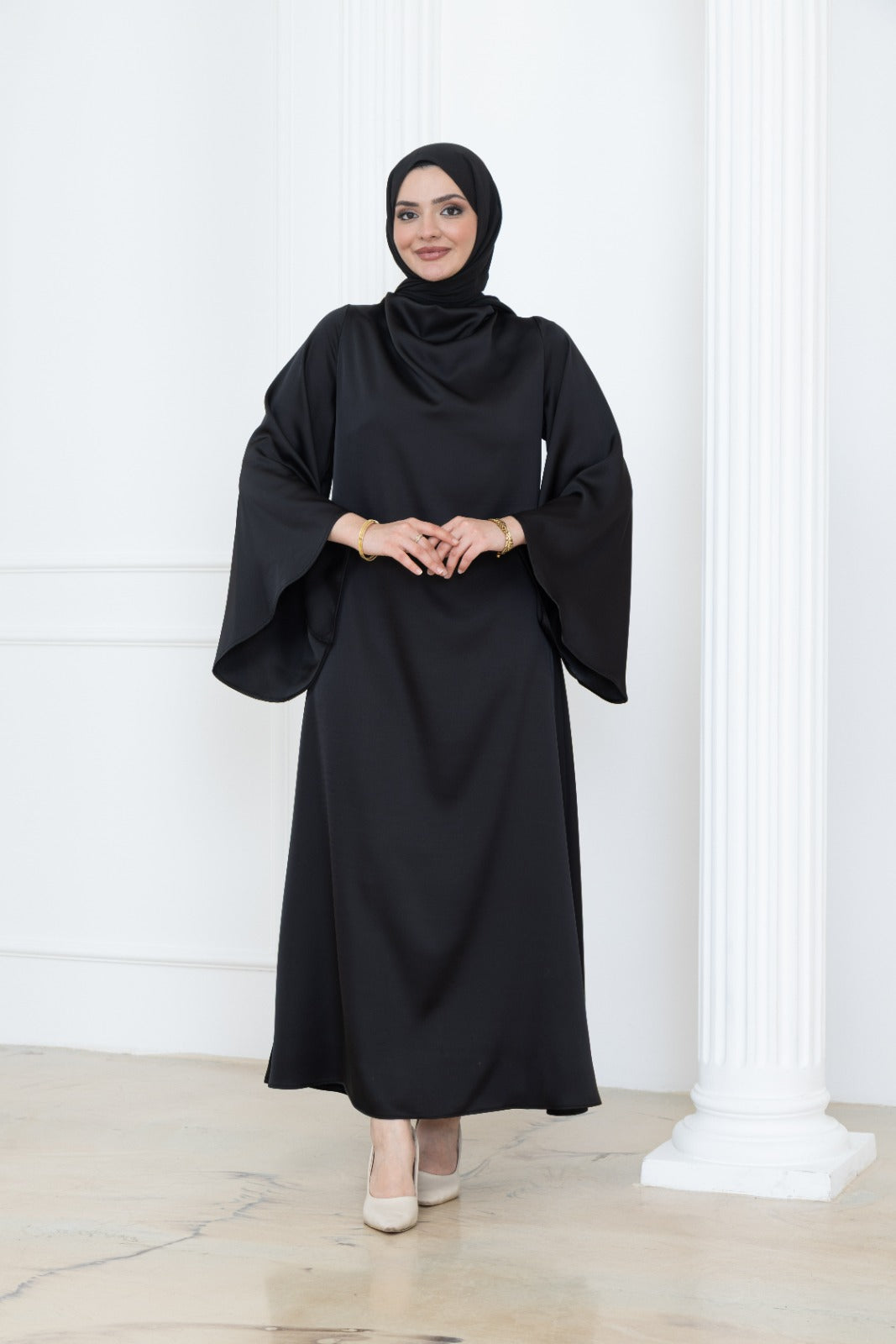 Satin Cowl Neck Dress